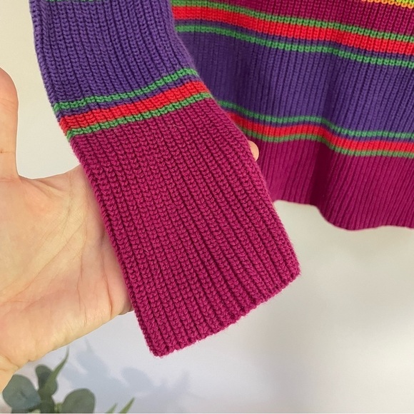 [Ralph Lauren] Women's 90s Y2K Multi Colored Striped Knit Boatneck Sweater - Picture 3 of 7